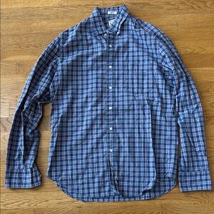 J. Crew Stretch Men's Blue and Pink Button Down Checkered Classic Shirt - Small
